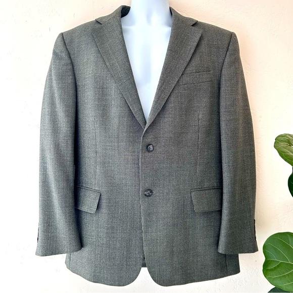 OSCAR DE LA RENTA men's Wool Mini Houndstooth Blazer Sports Coat Jacket Size 44R - Picture 1 of 16